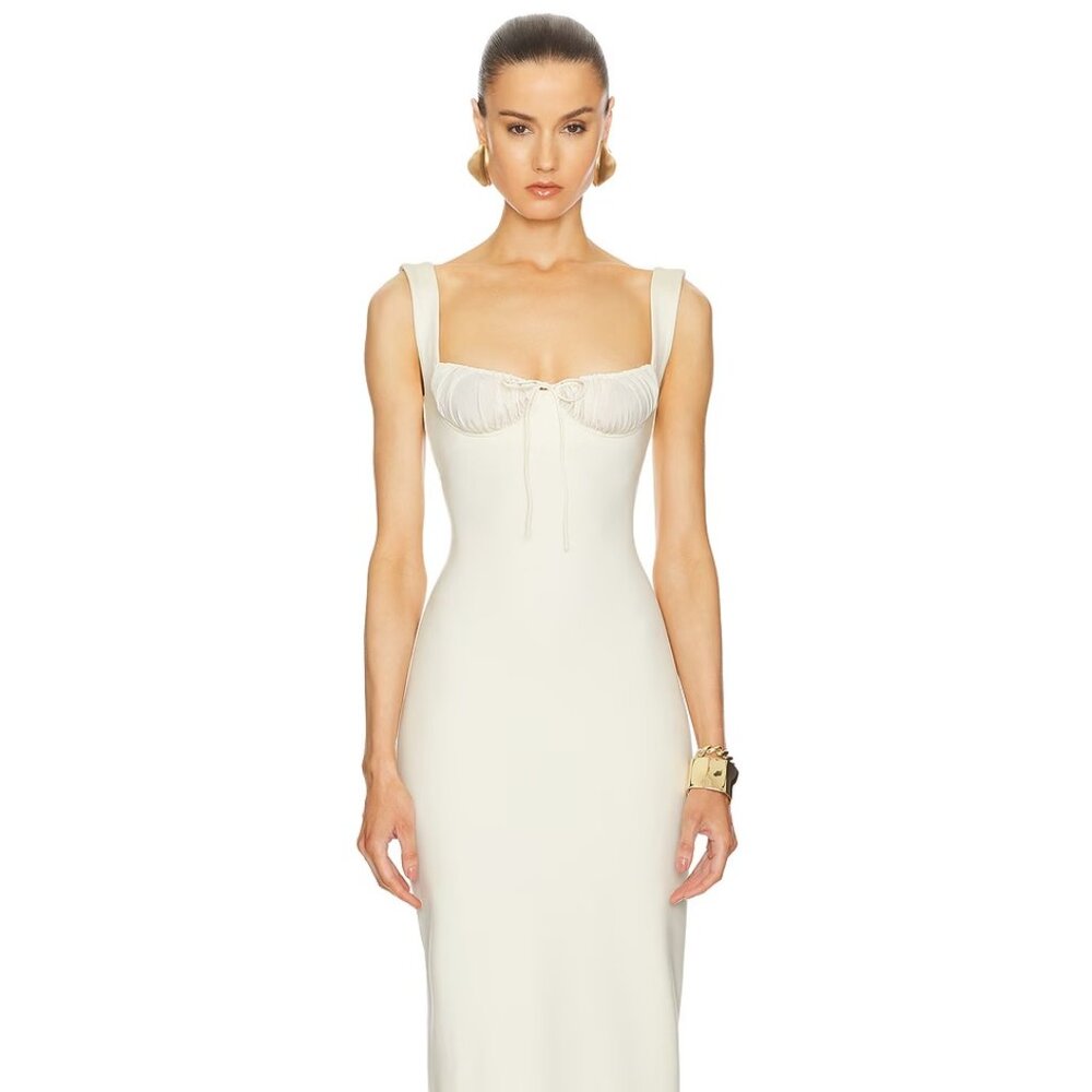 Helsa Yasmin Dress - Ivory/Baby Yellow - Size Small